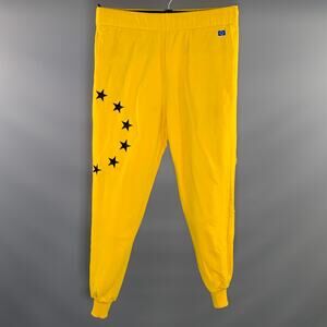 Etudes Yellow Cotton Black Stars Casual Pants Size L